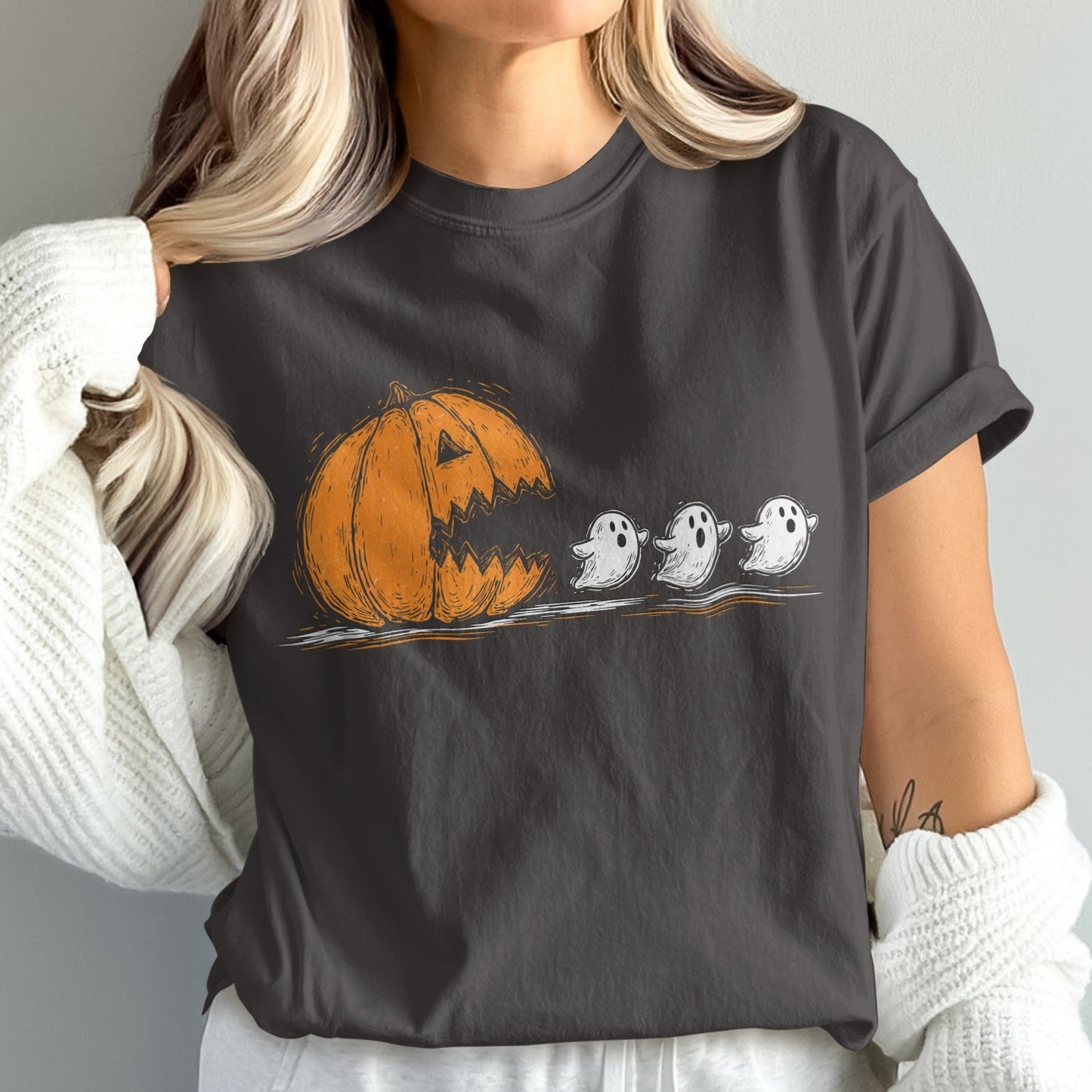 Halloween Pumpkin And Ghosts Graphic Tee product