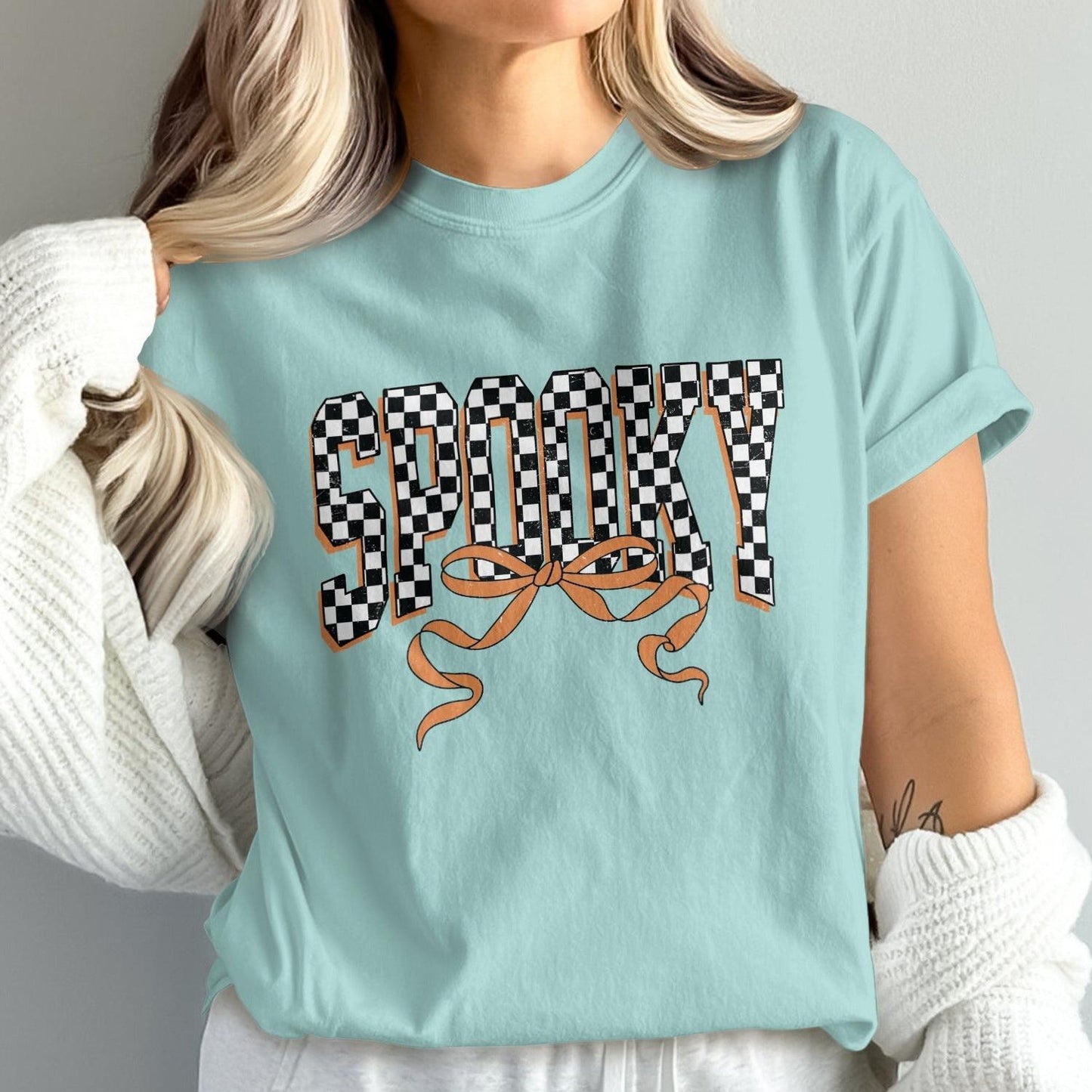 Spooky Bold Checkered Eyes Graphic Tee Shirt product