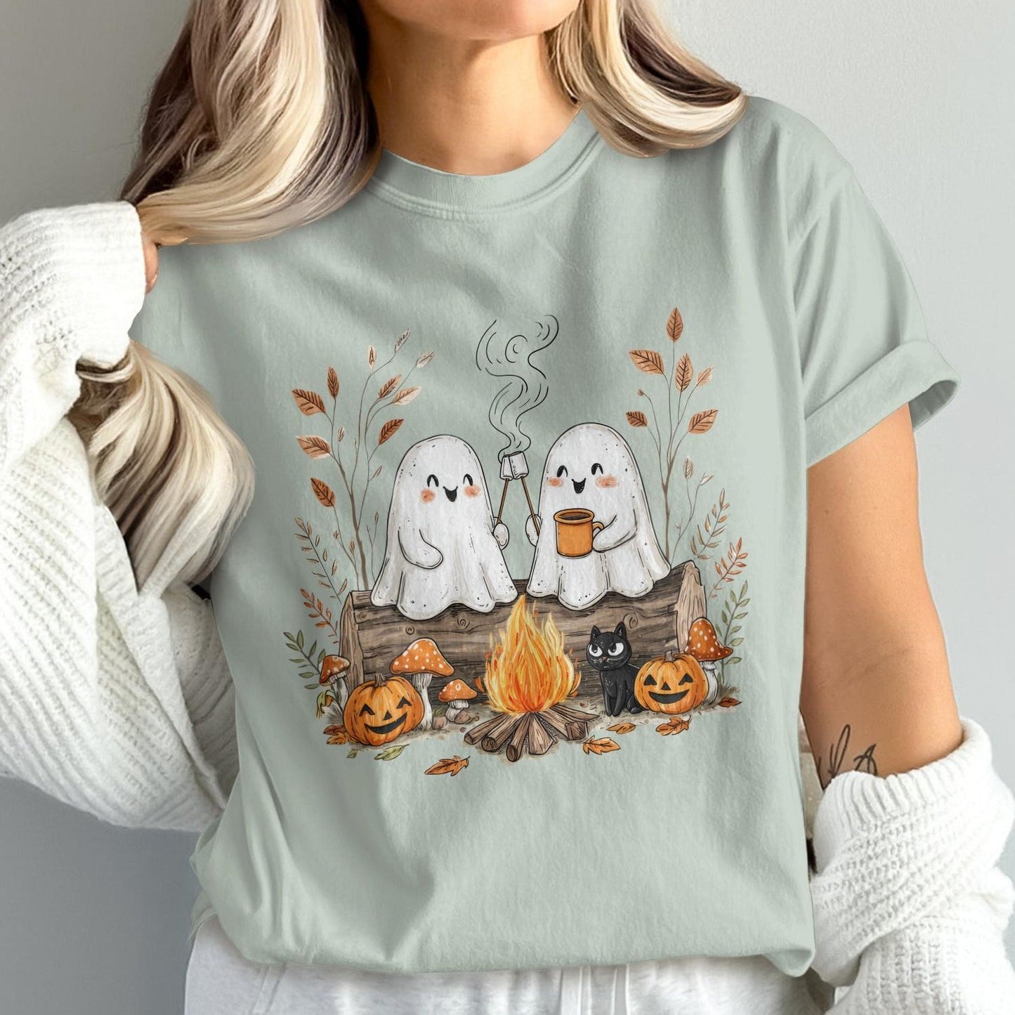 Cute Halloween Ghosts Campfire Scene Shirt product