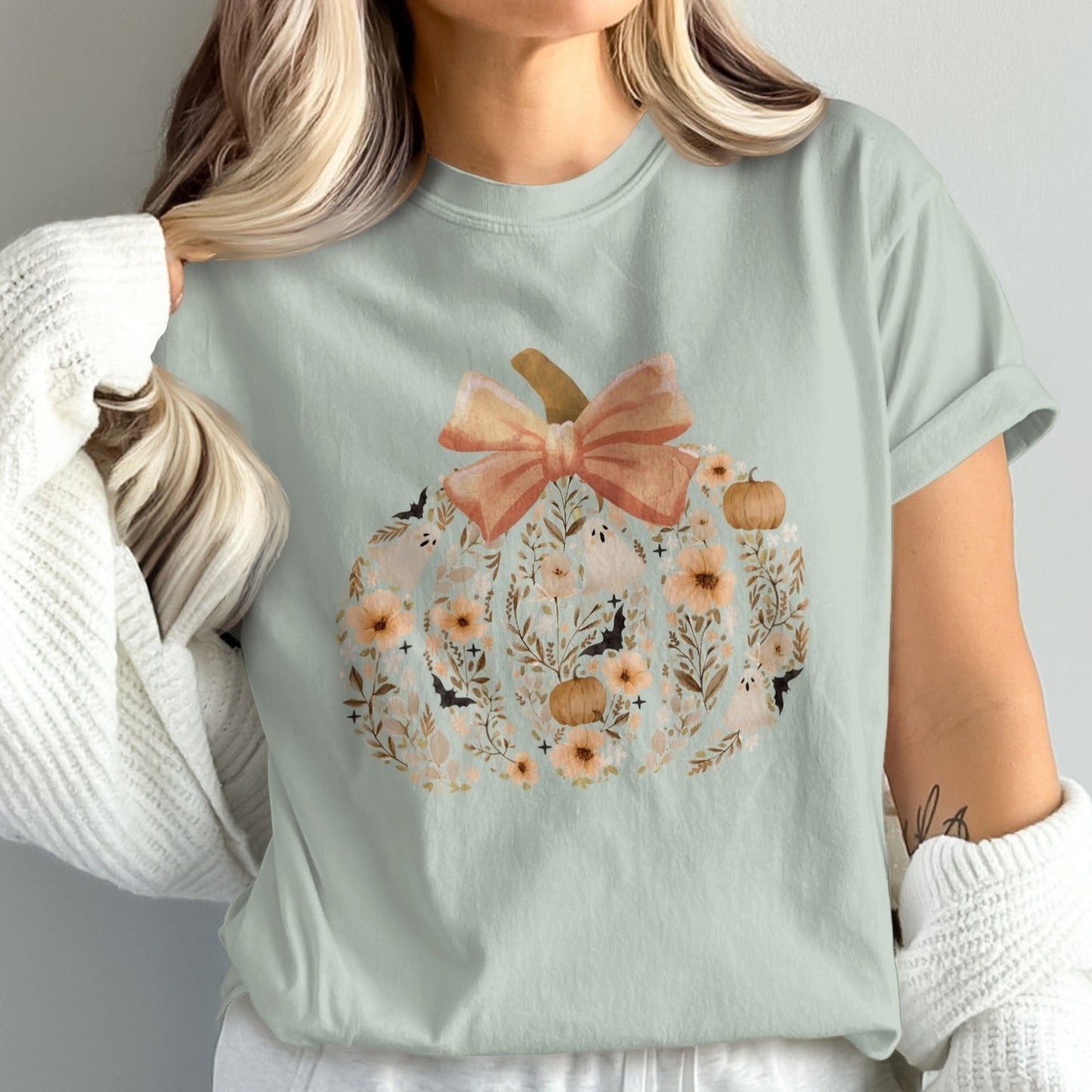 Floral Pumpkin Graphic Tee Shirt product type