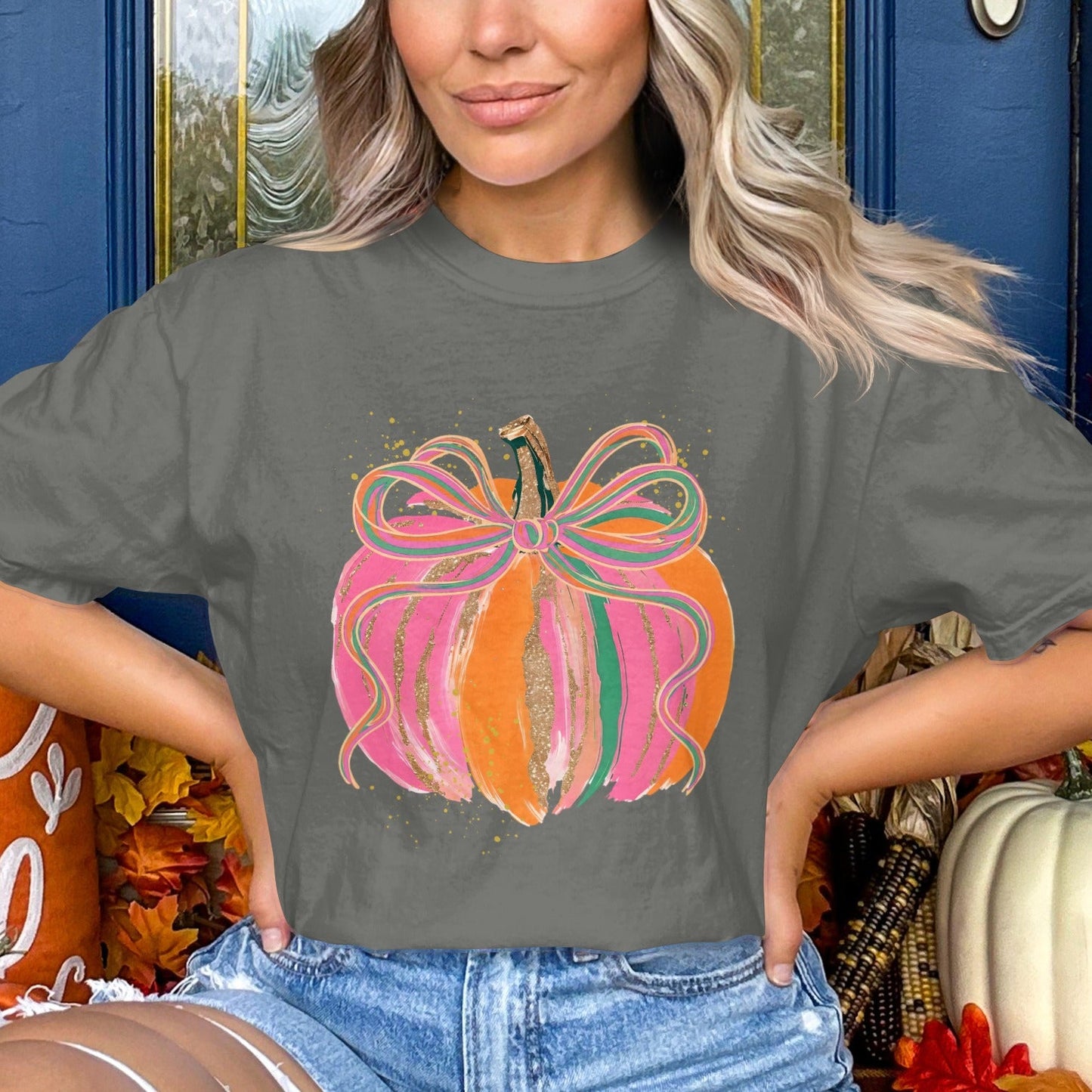 Pumpkin Graphic Print Casual T Shirt Apparel Product Type