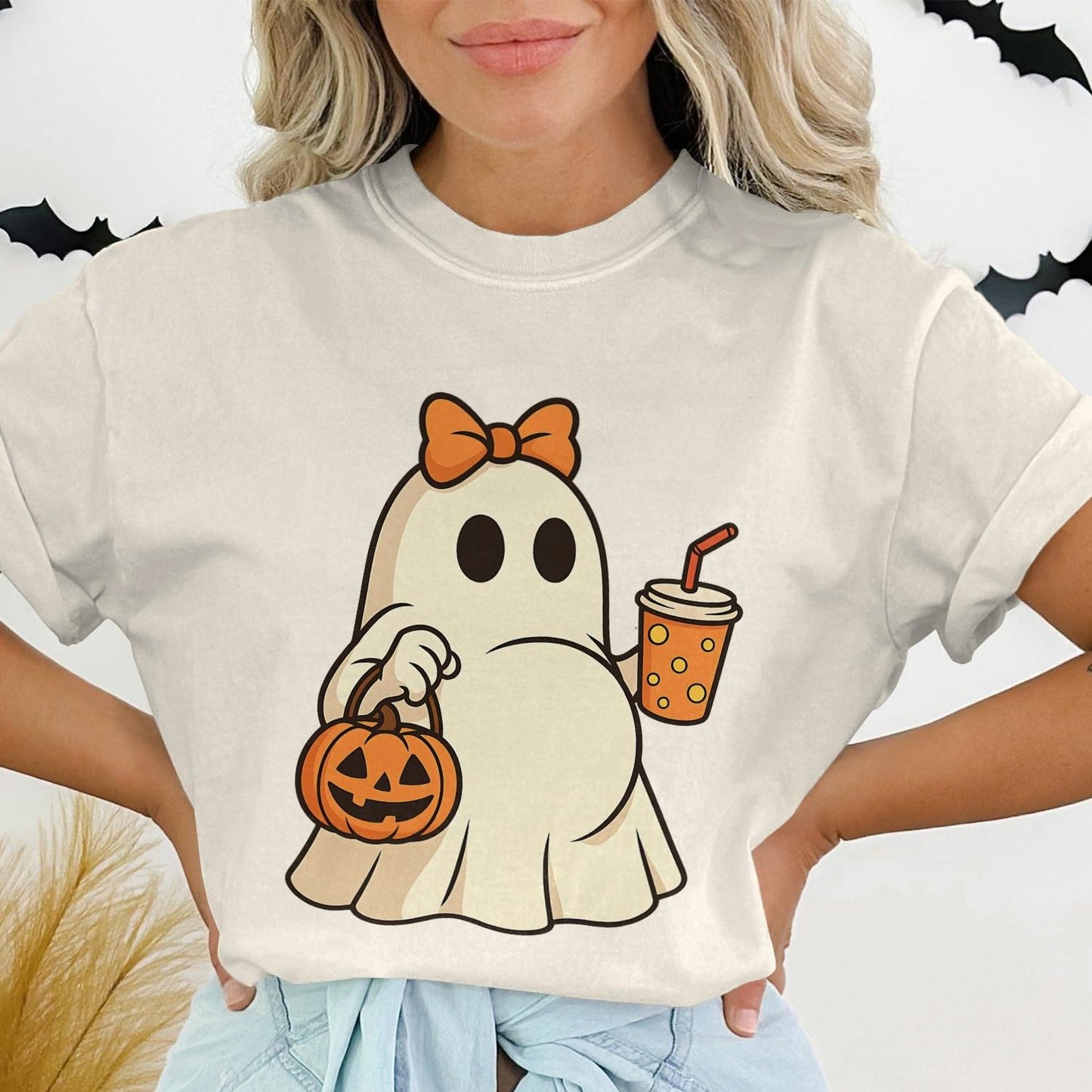 Cute Ghost Halloween Graphic Tee Shirt product type