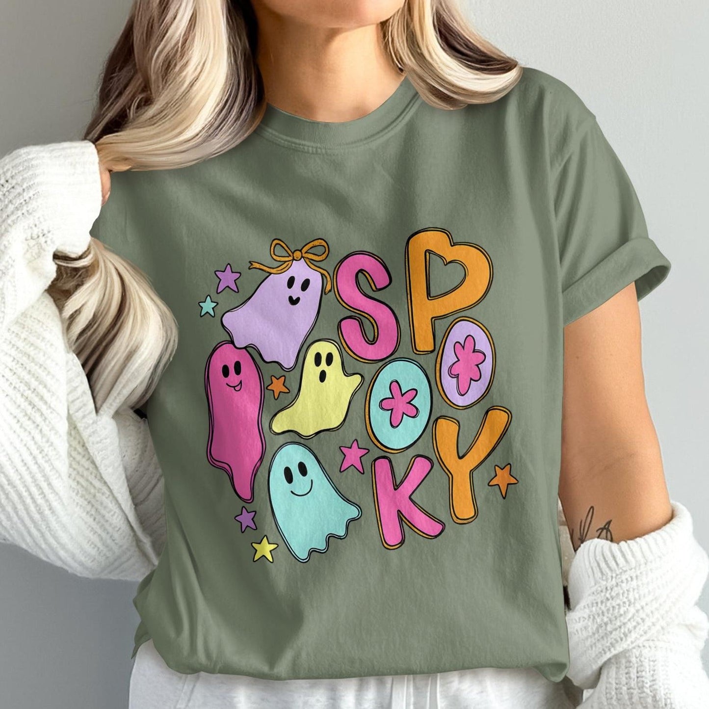 Colorful Spooky Ghosts Graphic T-Shirt product type