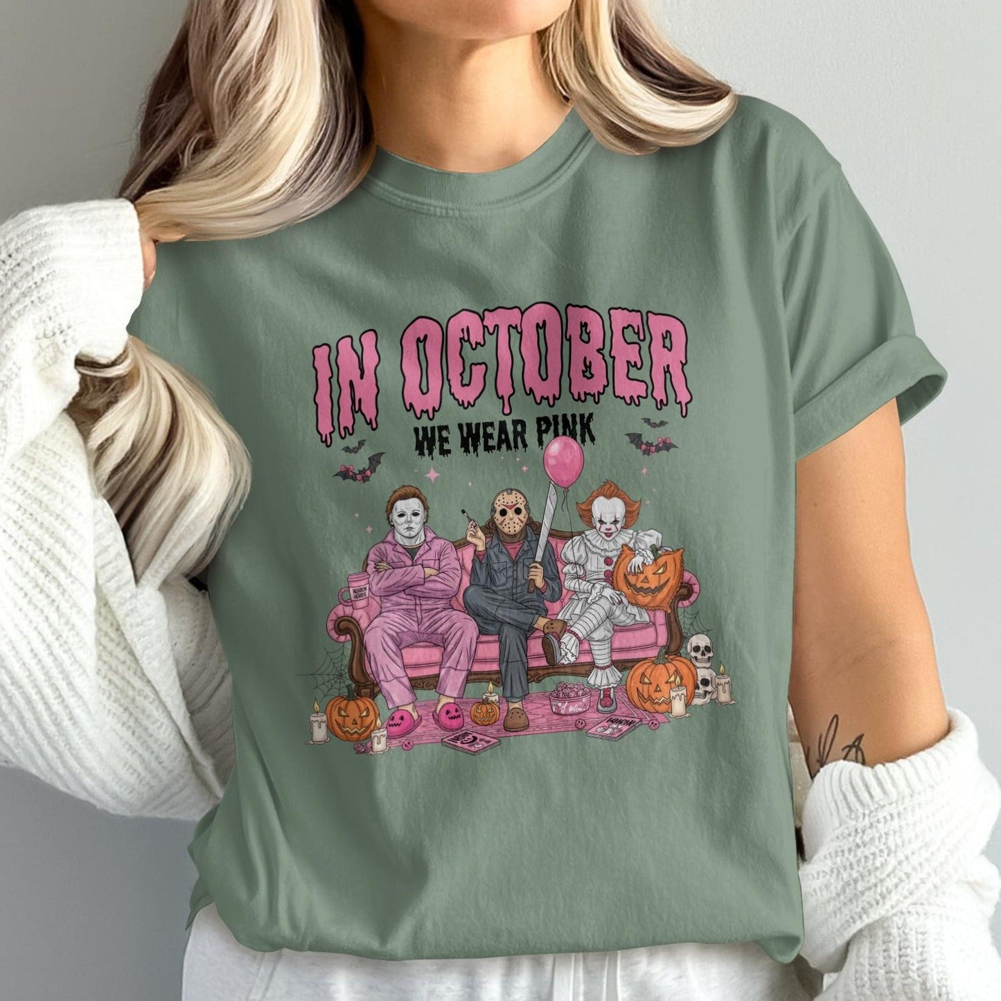In October We Wear Pink Halloween T-Shirt product