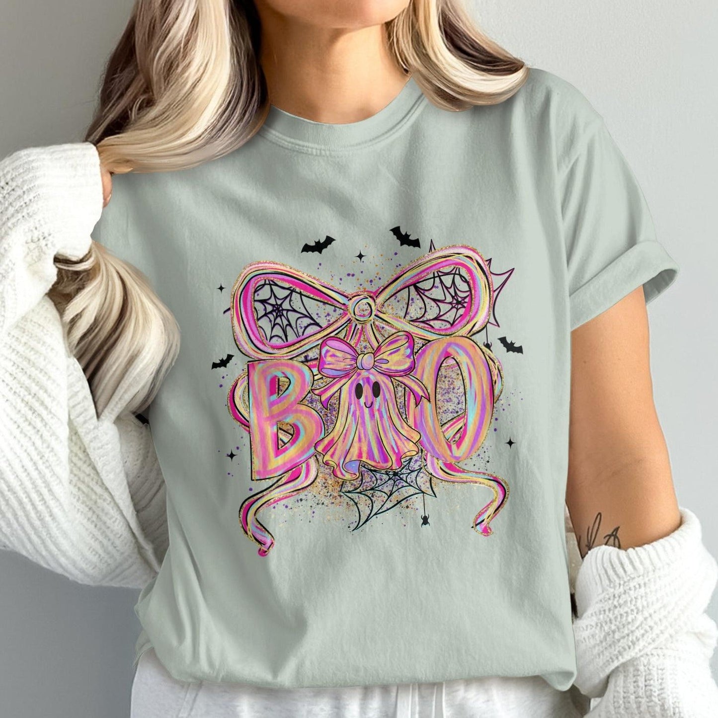 Spooky Halloween Boo and Bats Graphic Tee Shirt product