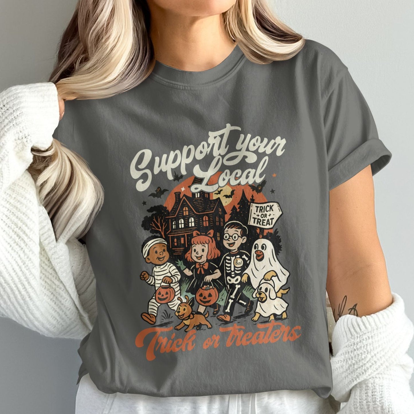 Support Your Local Trick or Treaters graphic tee product type