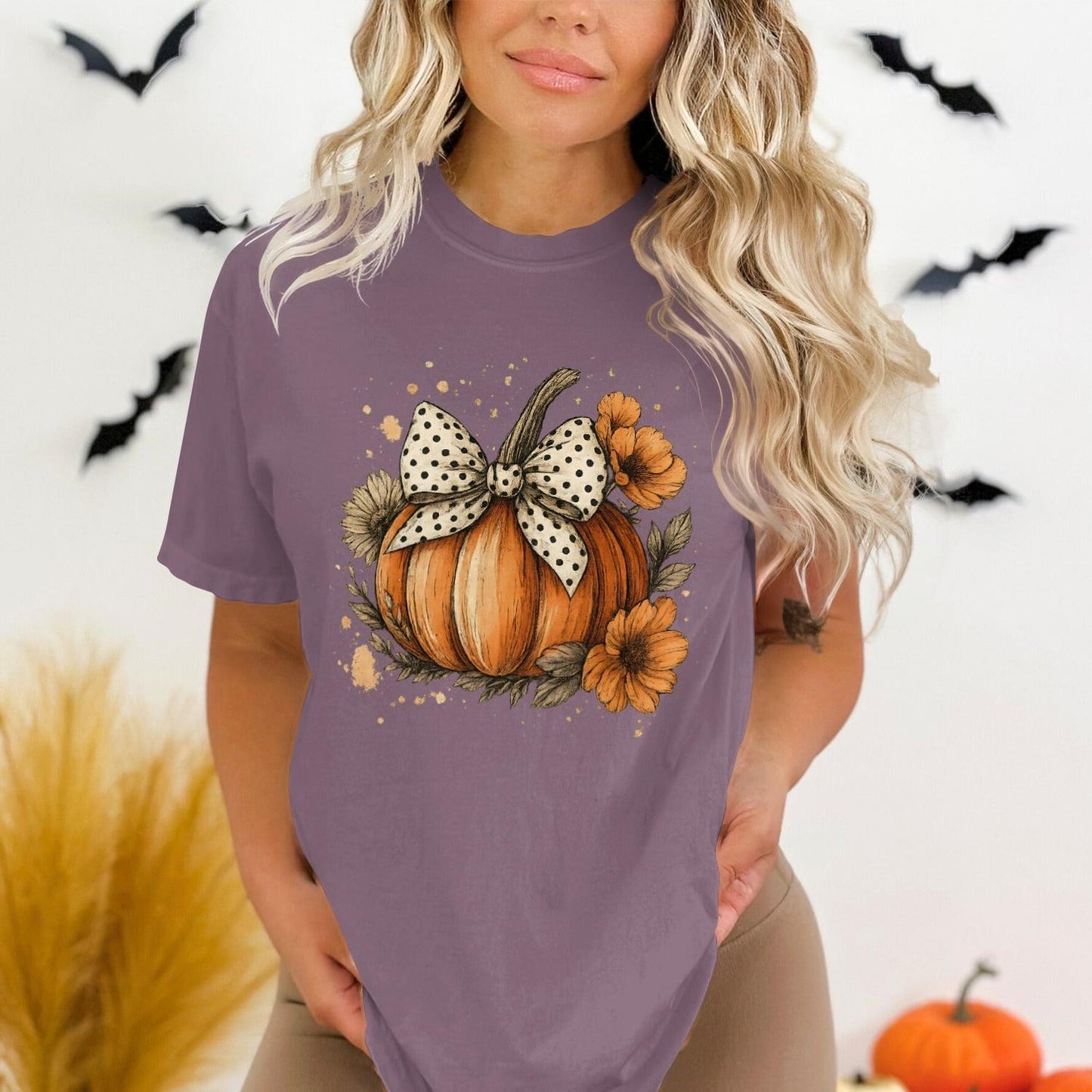 Autumn Pumpkin Bow Women's T-Shirt product type