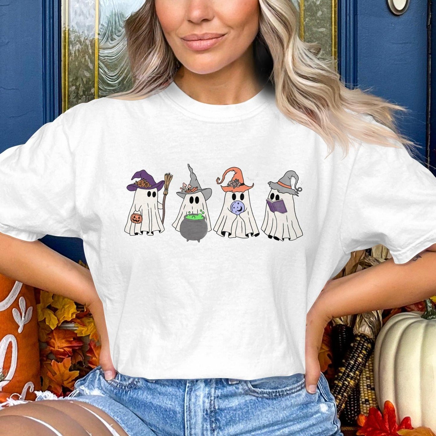 Cute Ghosts Halloween Themed White T-shirt product