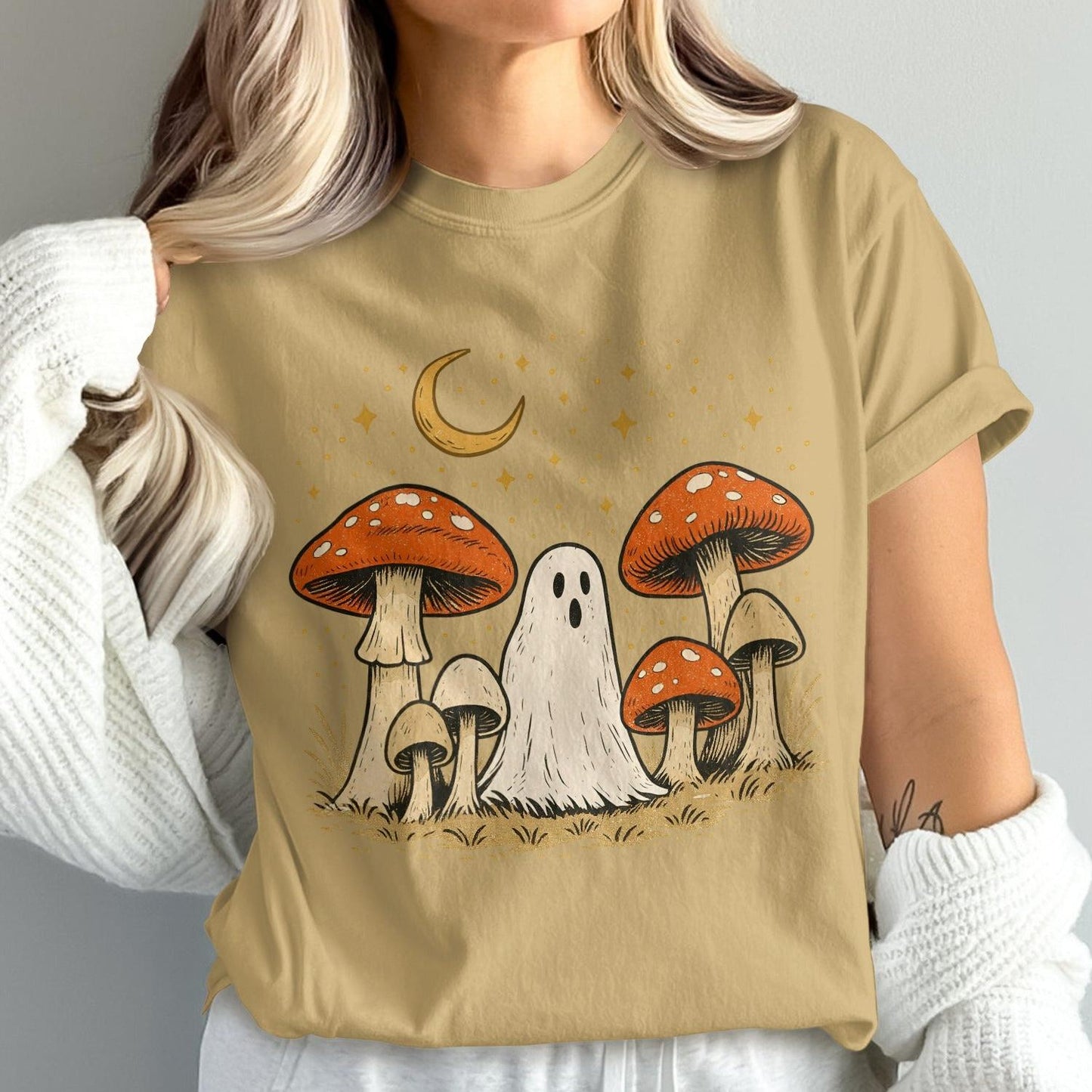 Whimsical Ghost and Mushrooms Graphic Tee product