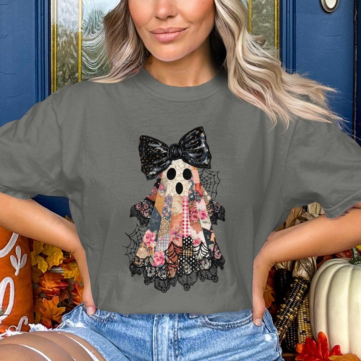 Halloween Floral Ghost Graphic T-Shirt product type