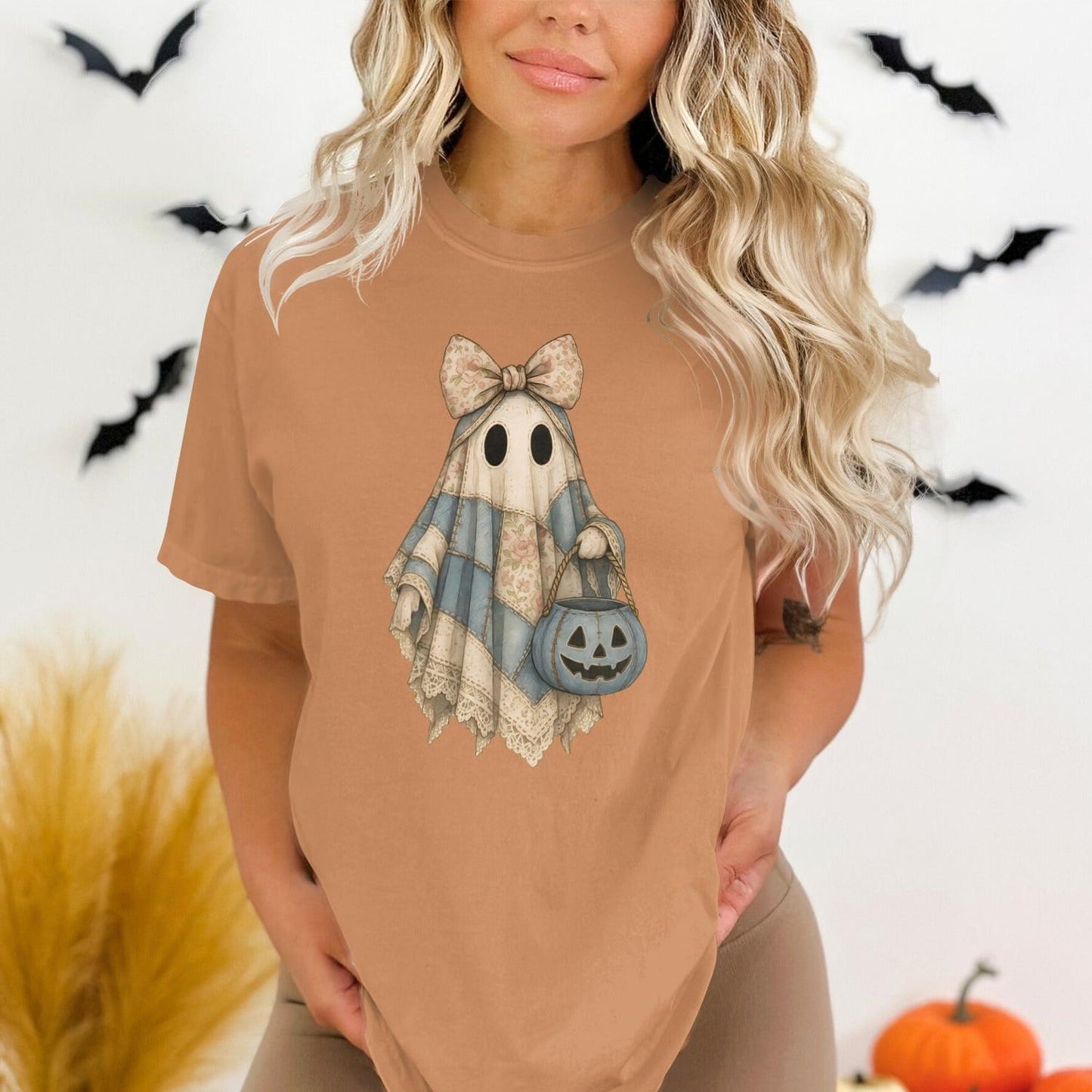 Cute Ghost and Pumpkin Halloween Tee product