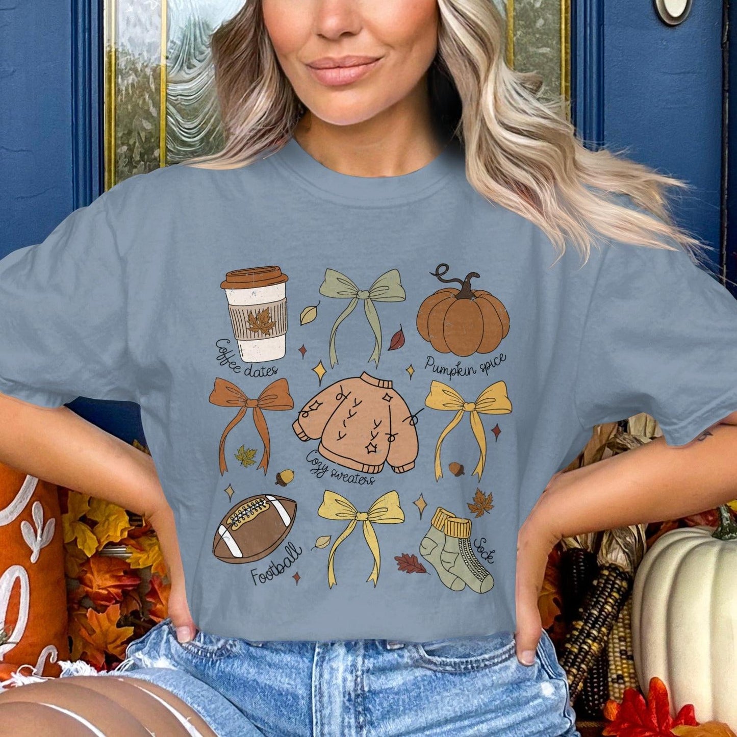 Cozy Autumn Themed Graphic Tees Shirt product type