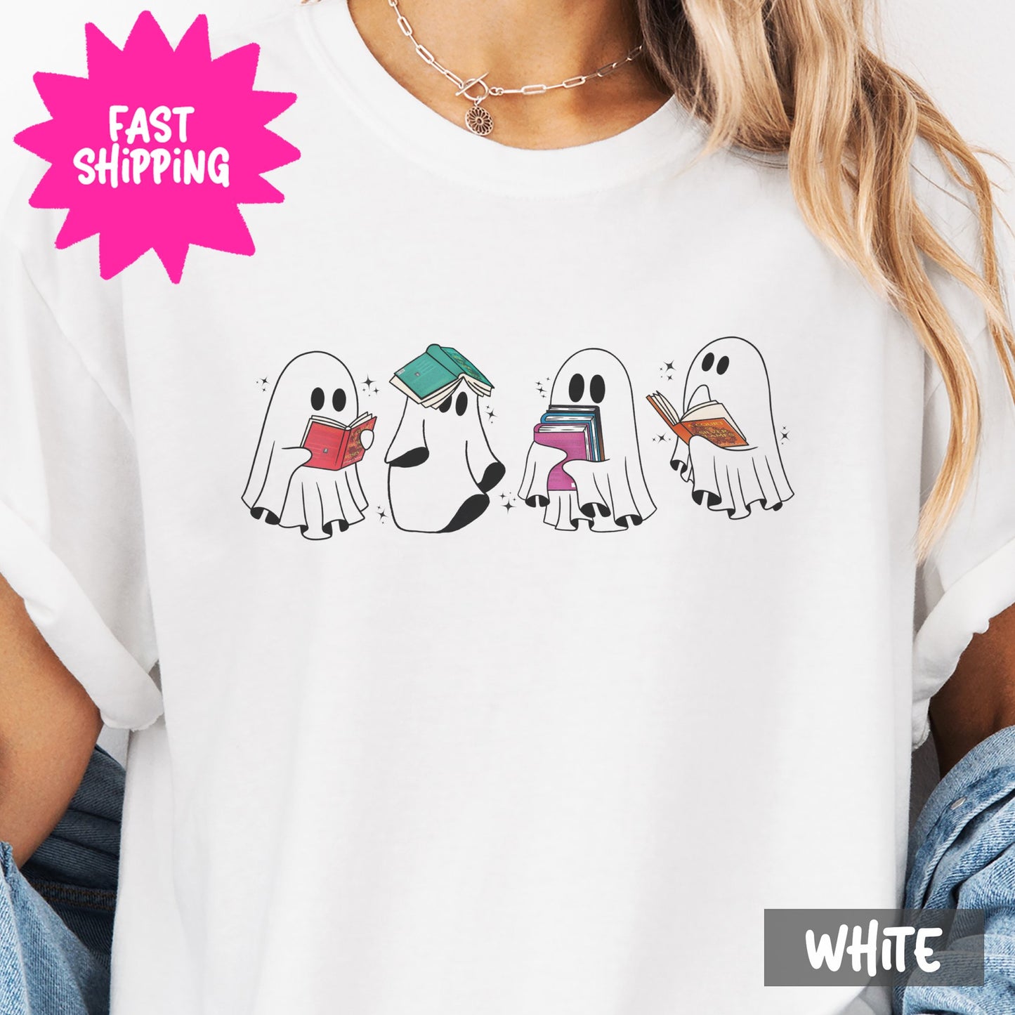 Book Ghosts Women's Trendy Graphic Comfort Colors T-Shirt