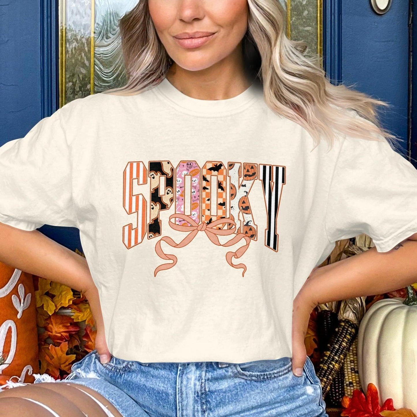 Spooky Halloween Themed Letter Print Shirt product type