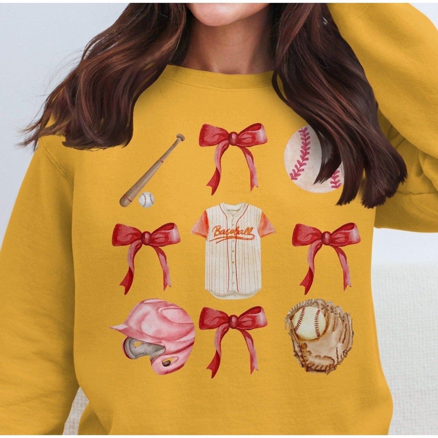 Baseball and Bow Themed Women's Sweatshirt - Almighty Goods