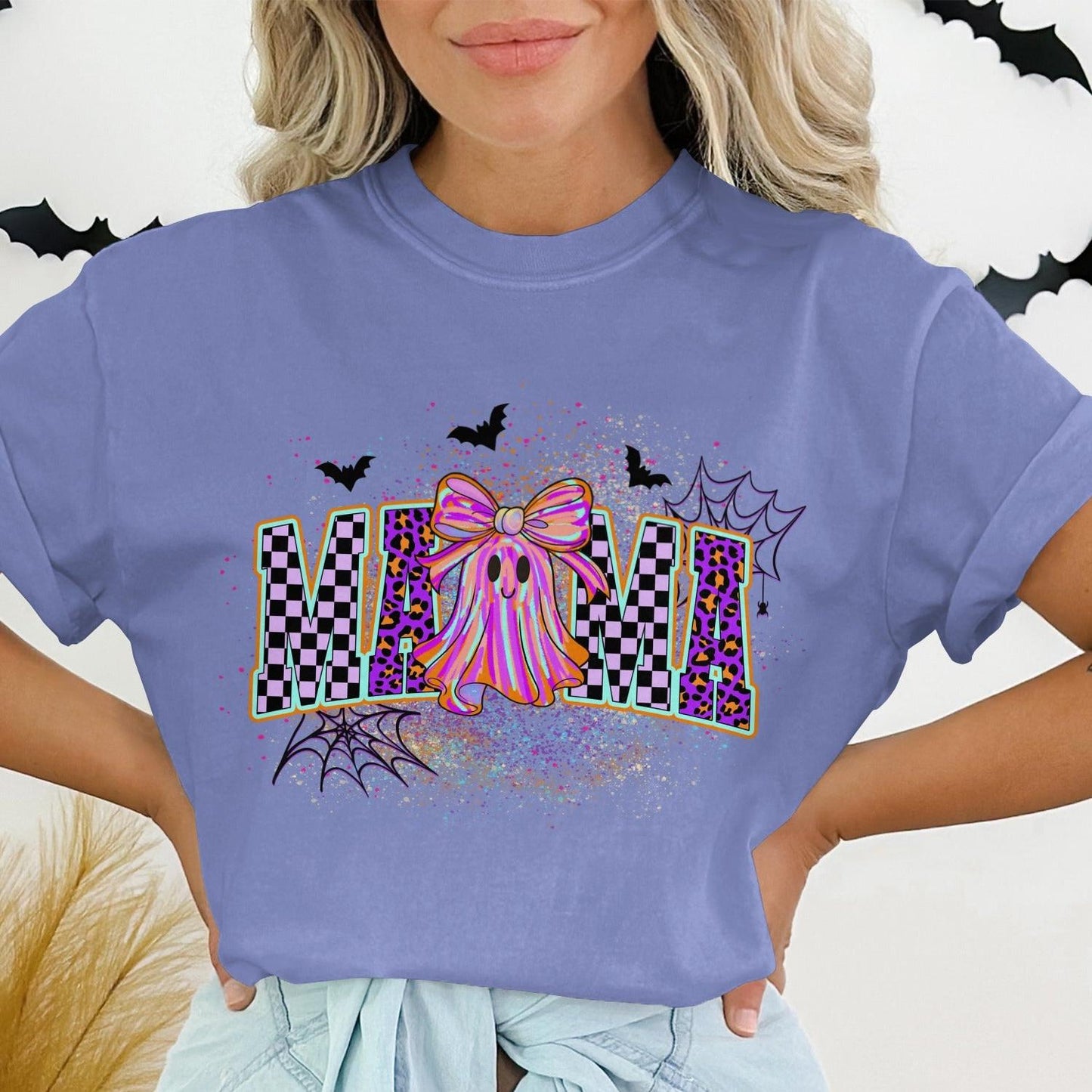 Purple Halloween Ghost and Bats MOMI Shirt product