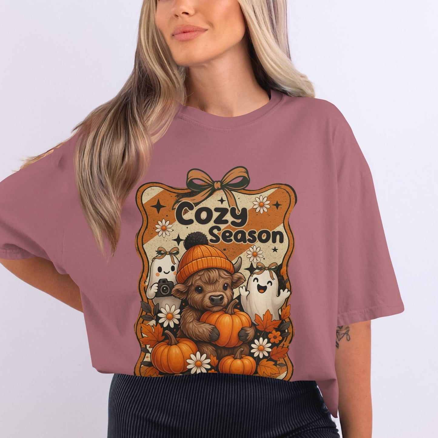 Cozy Season Bear with Pumpkins Halloween T-shirt product