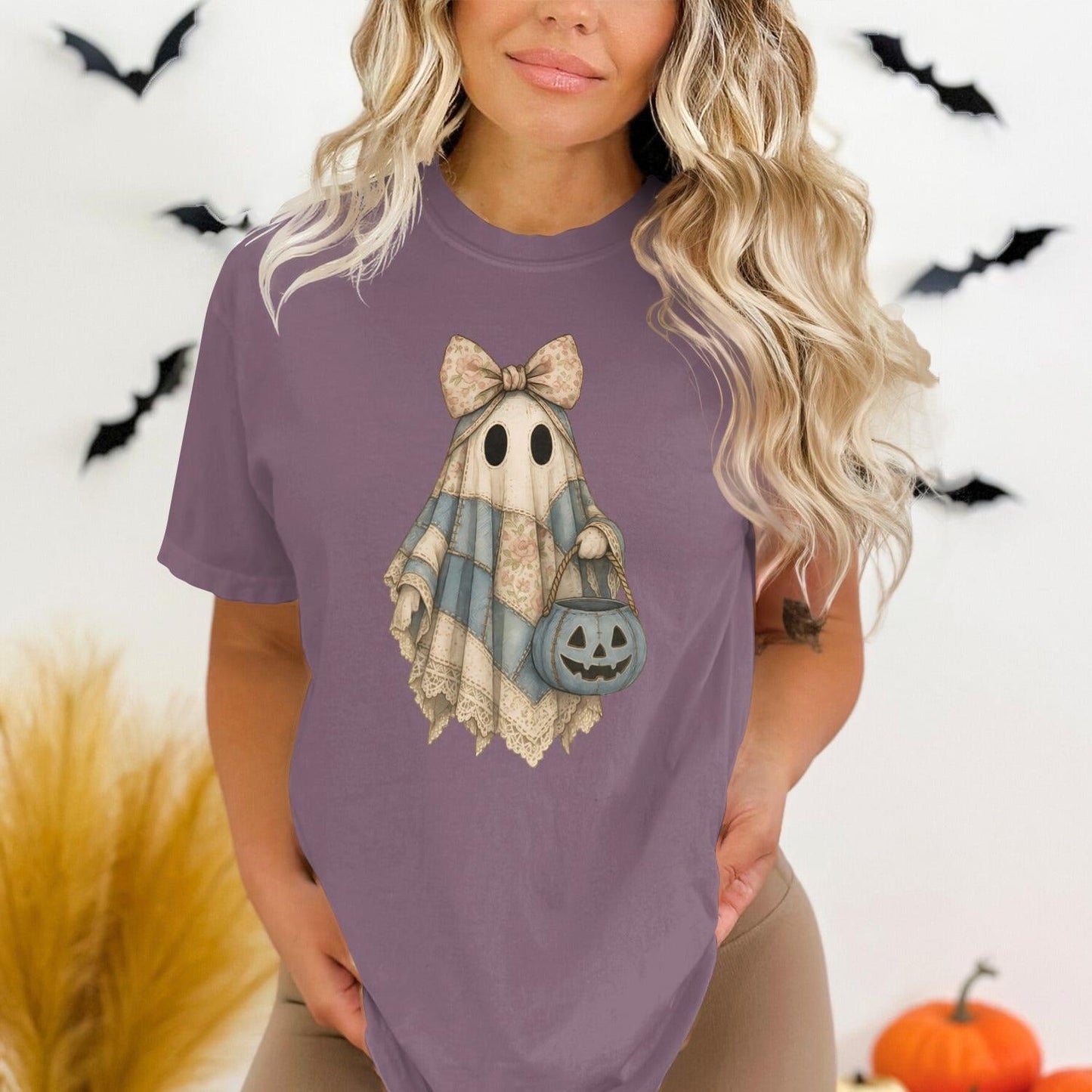 Adorable Halloween Ghost With Pumpkin Print product