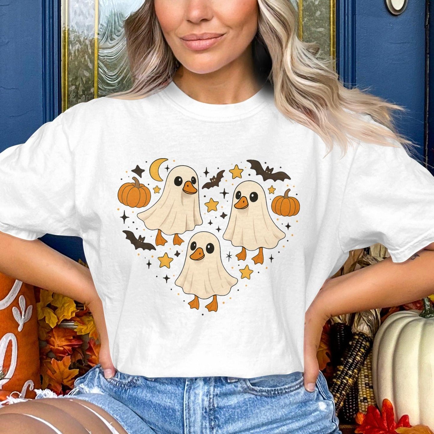 Cute Halloween Ghosts and Pumpkins T-Shirt product type