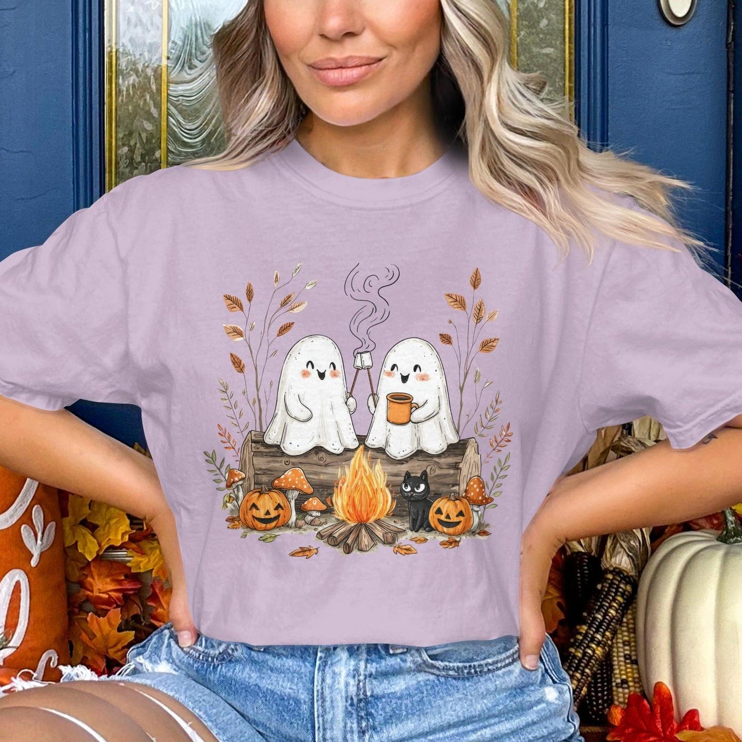 Cozy Ghosts Halloween Campfire Illustration product type