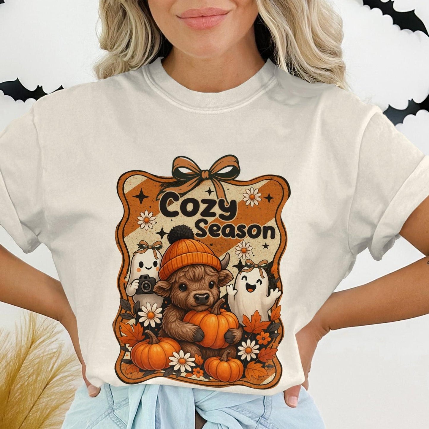 Cozy Season Bear and Pumpkins Graphic T-Shirt product