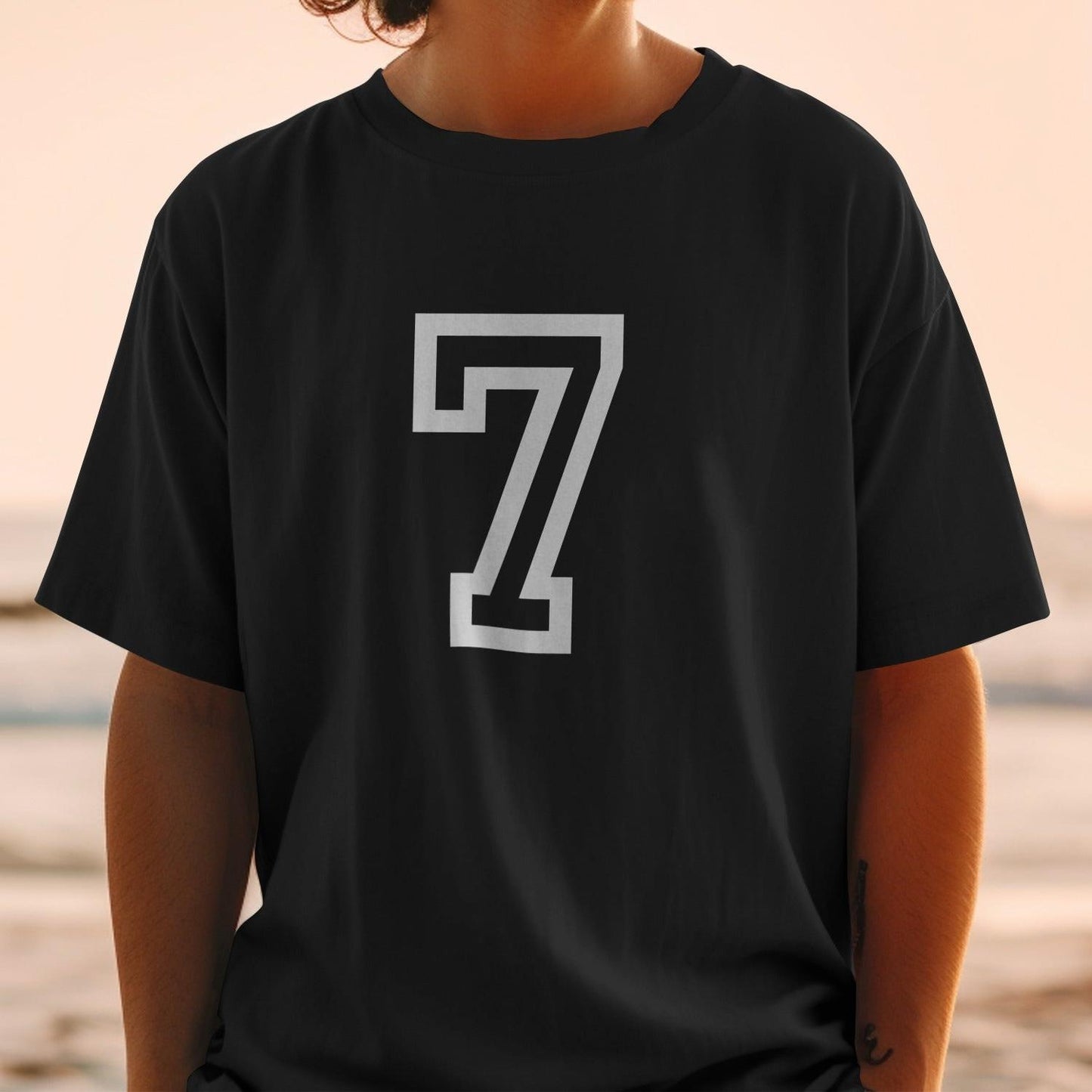 Black T-Shirt with Number 7 Fashionable Apparel product