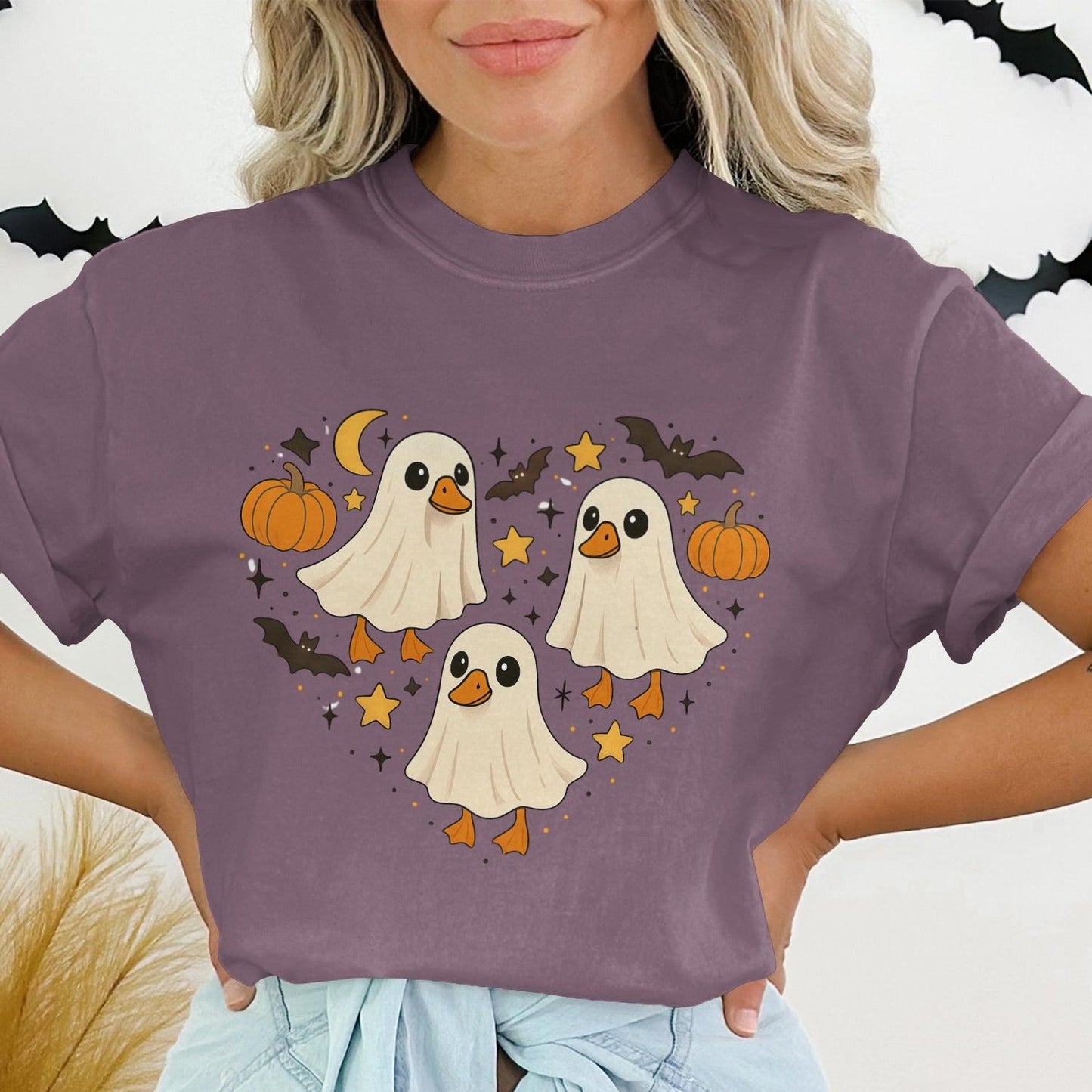 Cute Ghosts and Pumpkins Halloween T-shirt product type