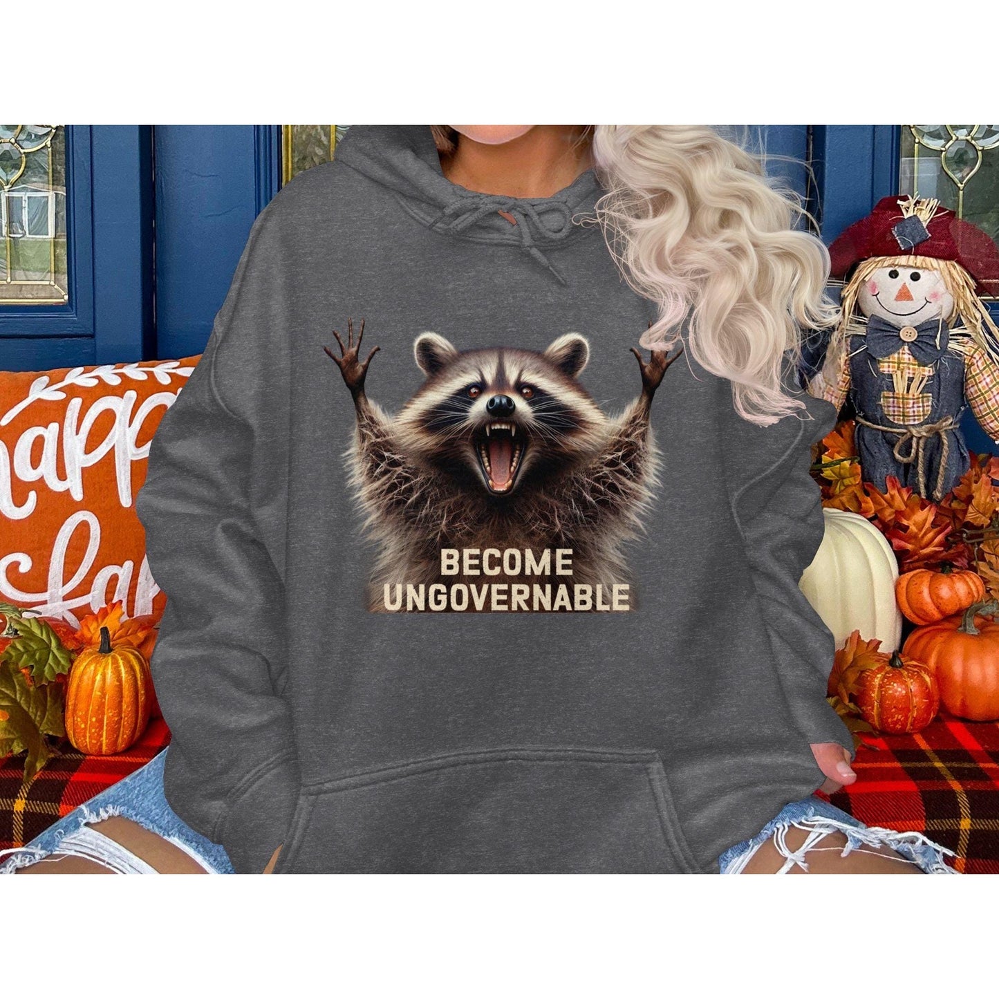Become Ungovernable Funny Raccoon Graphic Hoodies