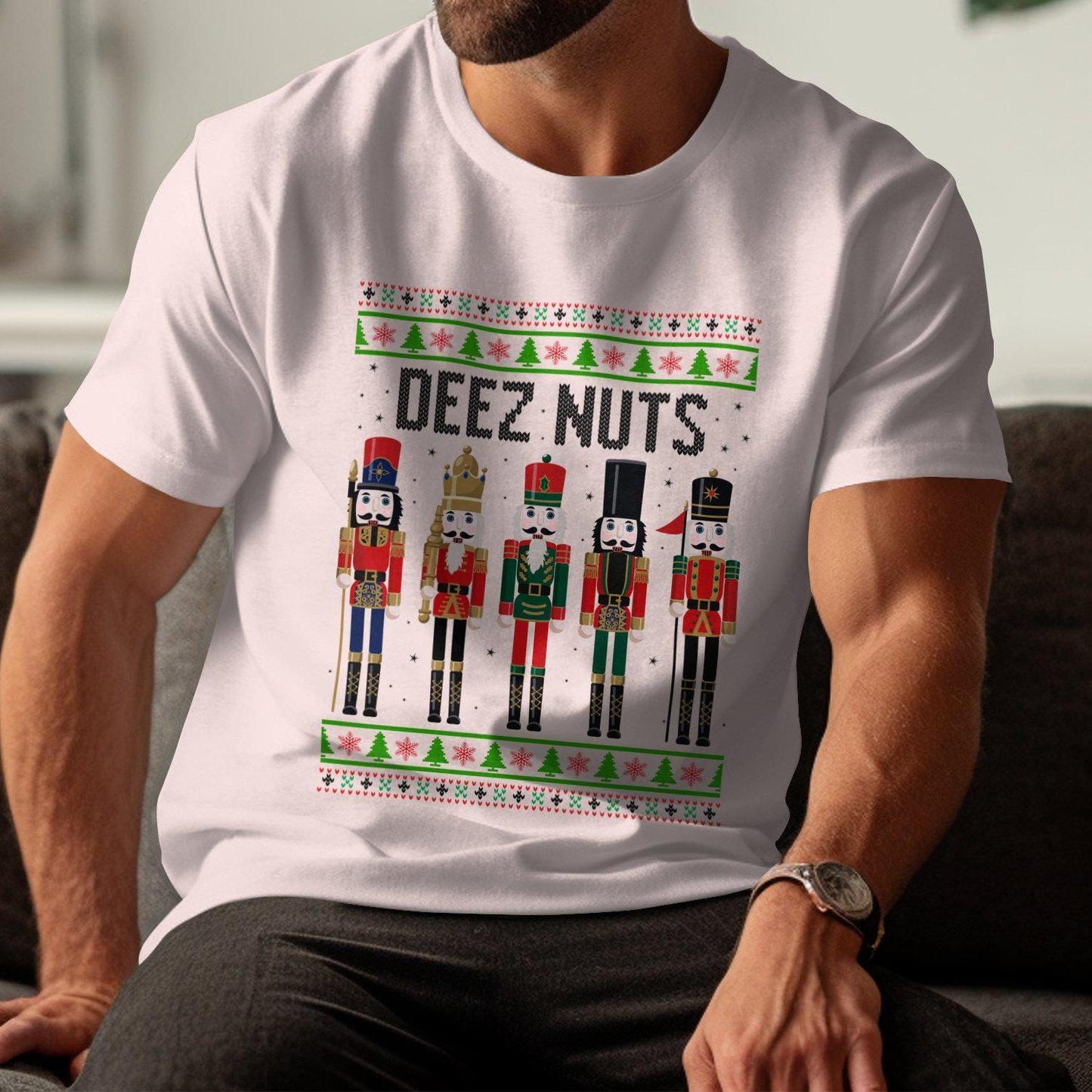 Funny Deez Nuts Nutcracker T-Shirt, Christmas Adult Humor Shirt, Hilarious Holiday Graphic Tee, Inappropriate Xmas Gift