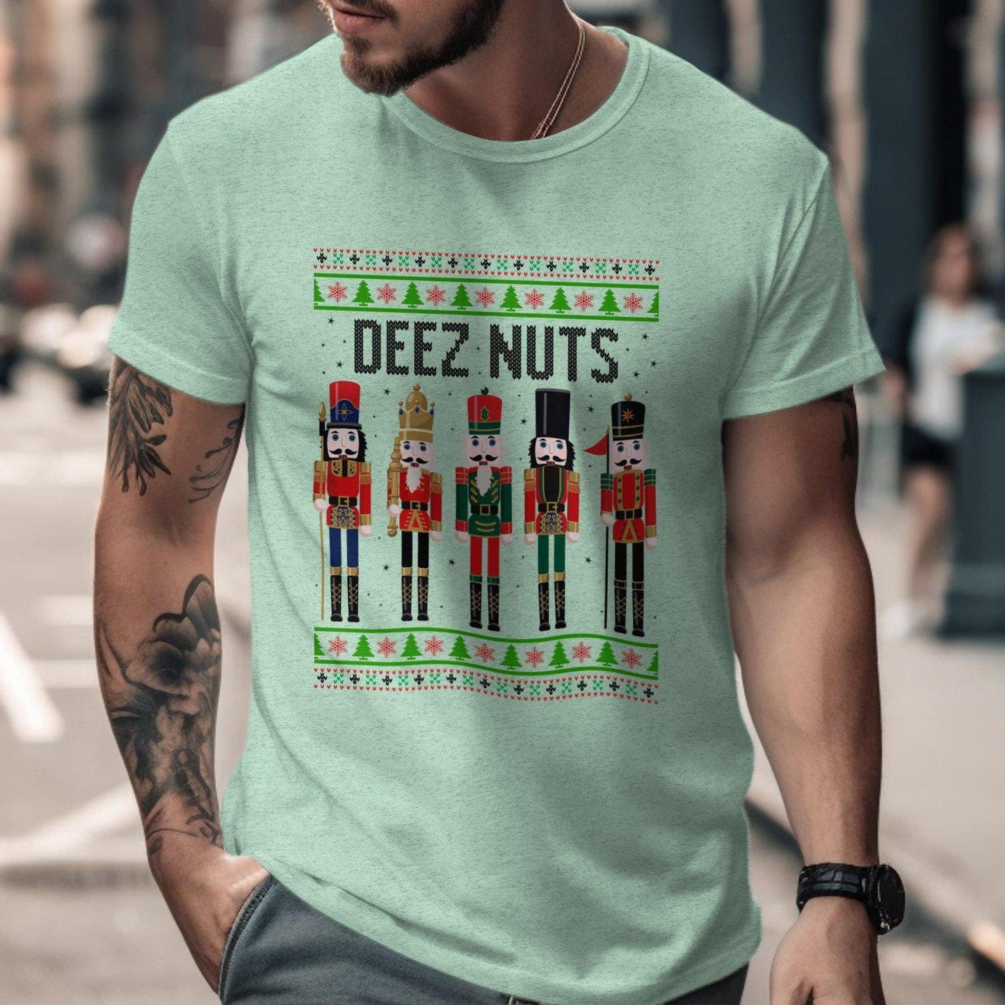 Funny Deez Nuts Nutcracker T-Shirt, Christmas Adult Humor Shirt, Hilarious Holiday Graphic Tee, Inappropriate Xmas Gift