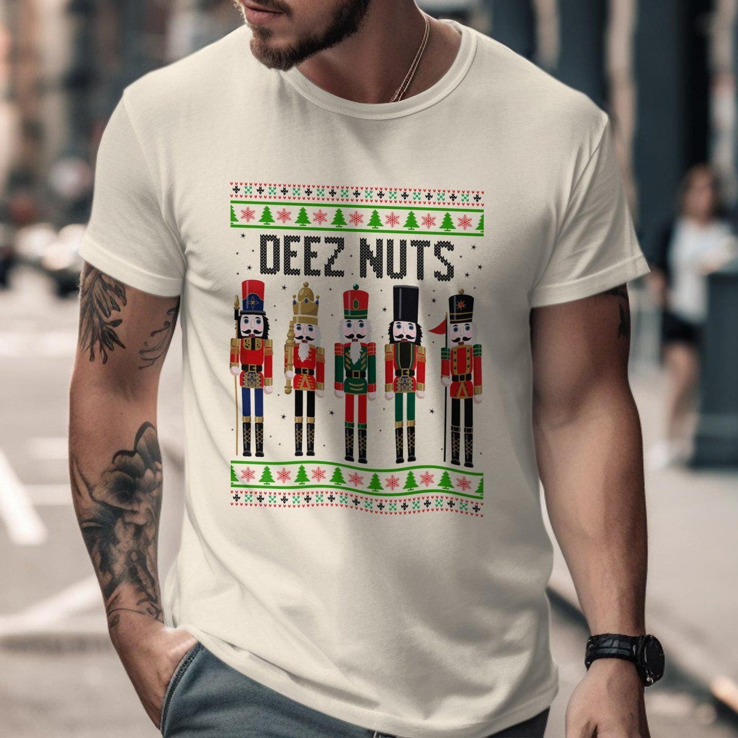 Funny Deez Nuts Nutcracker T-Shirt, Christmas Adult Humor Shirt, Hilarious Holiday Graphic Tee, Inappropriate Xmas Gift