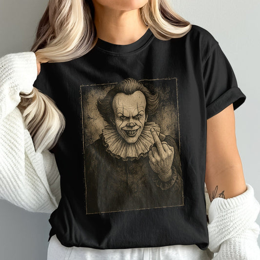 Creepy Clown Giving Finger Gesture T-shirt product