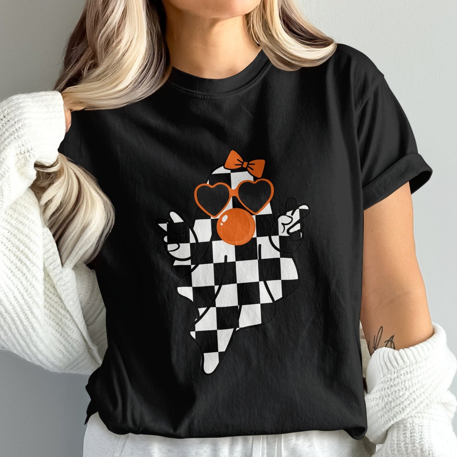 Adorable Halloween Ghost Print Graphic Tee product