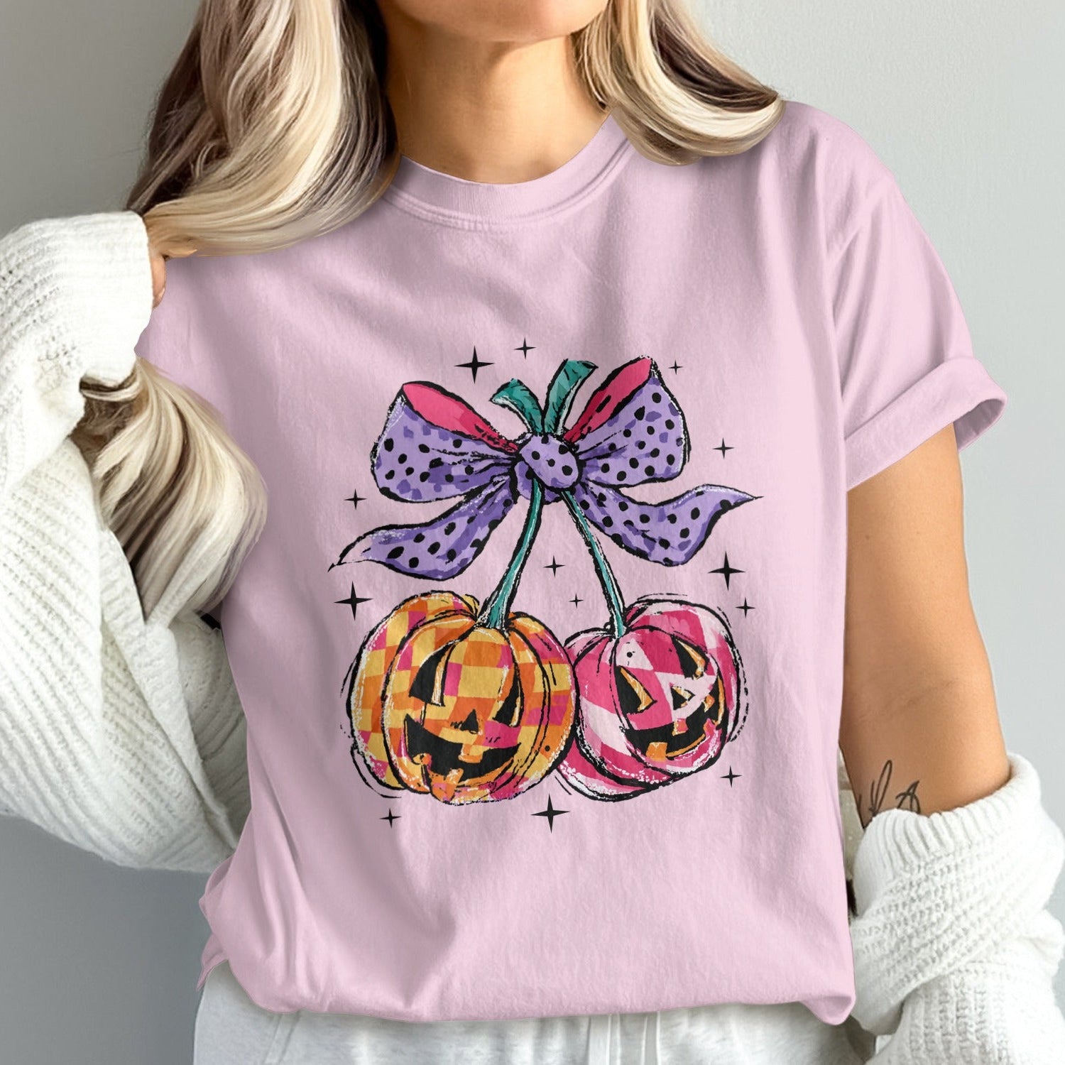 Colorful Halloween Pumpkins Design T-Shirt product type