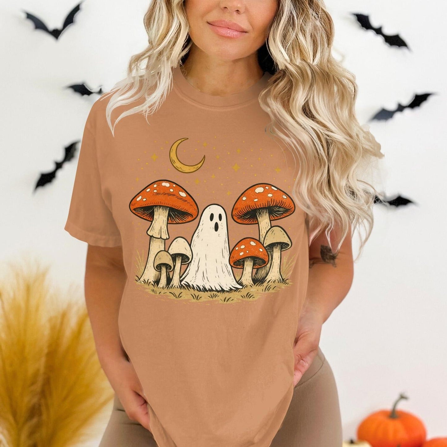 Ghost and Mushrooms Halloween Graphic Tee product