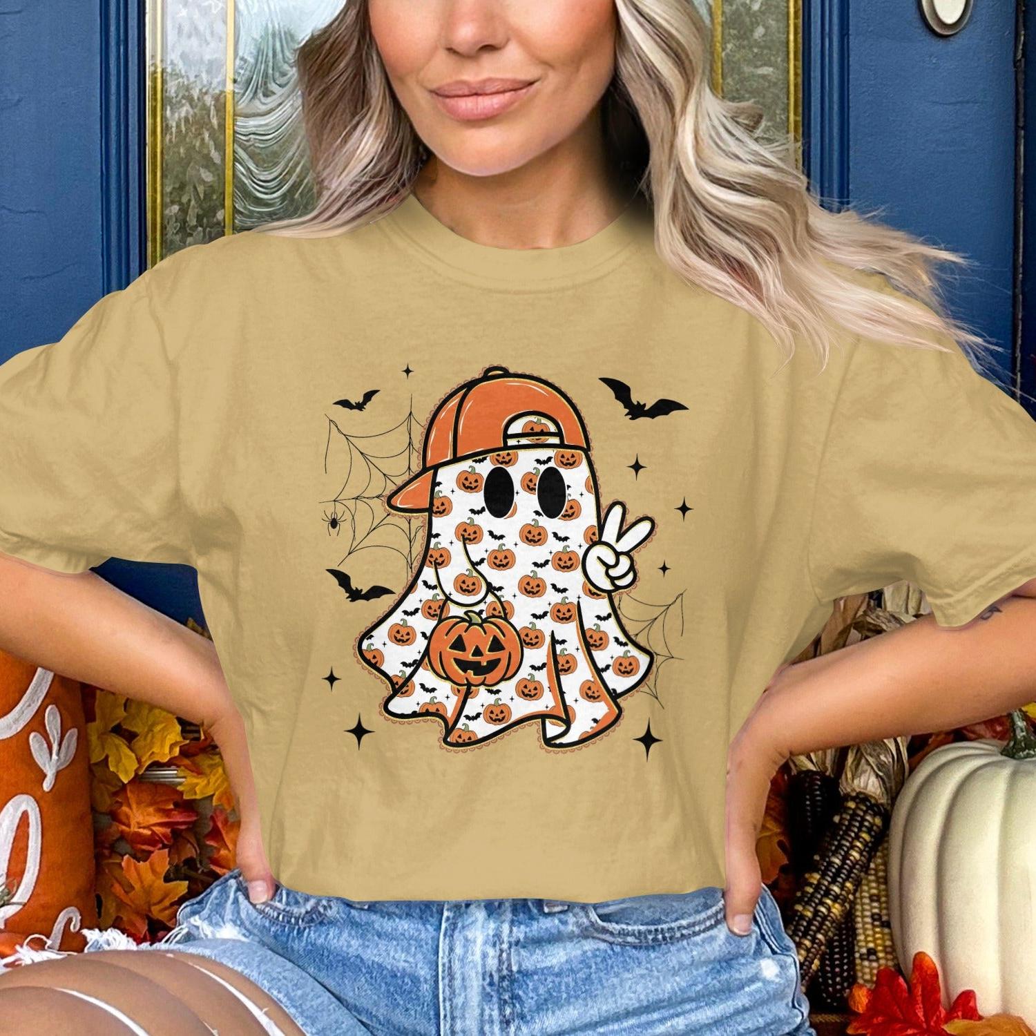 Halloween Ghost in Hat Giving Peace Sign product type