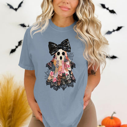 Cute Ghost with Bow Halloween Themed Graphic T-Shirt product