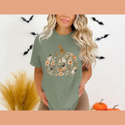 Halloween Ghosts and Flowers Printed Shirt product