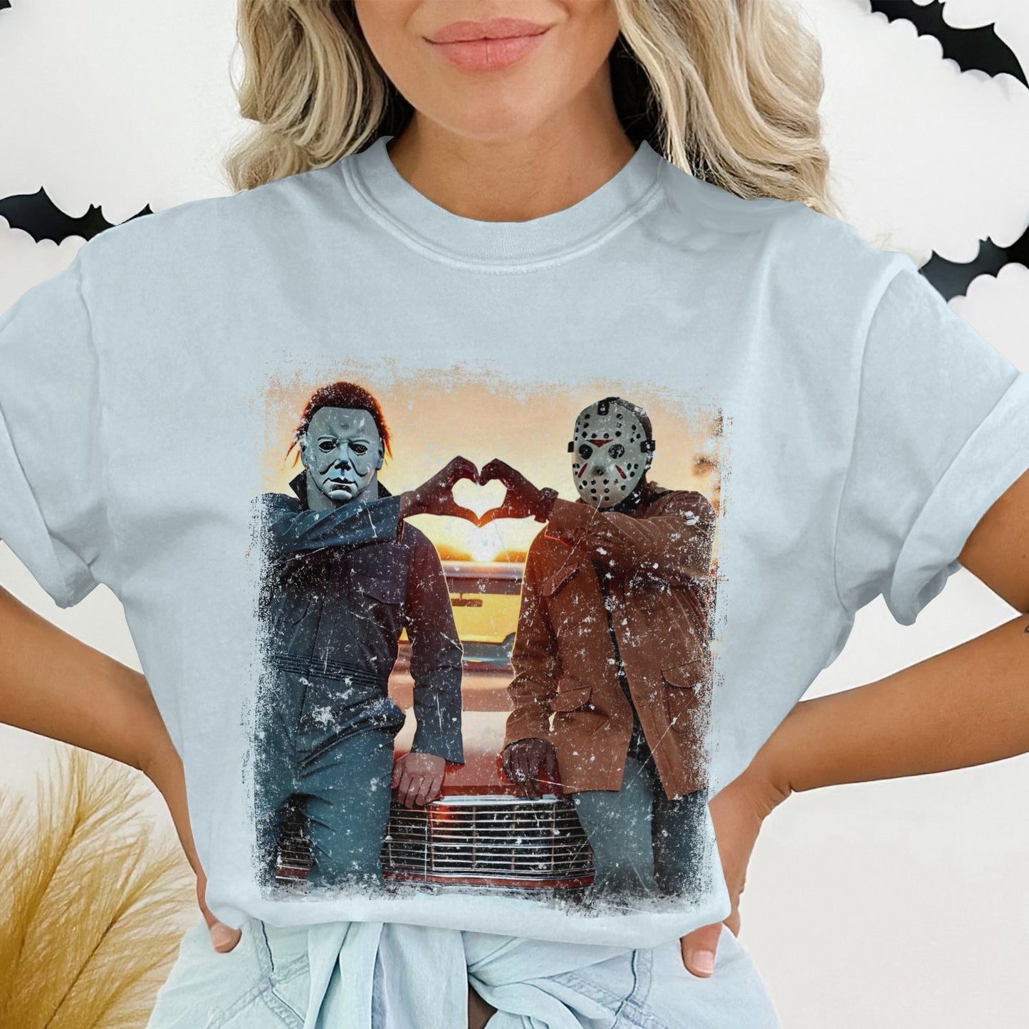 Horror Movie Villains in Love Graphic T-shirt Product
