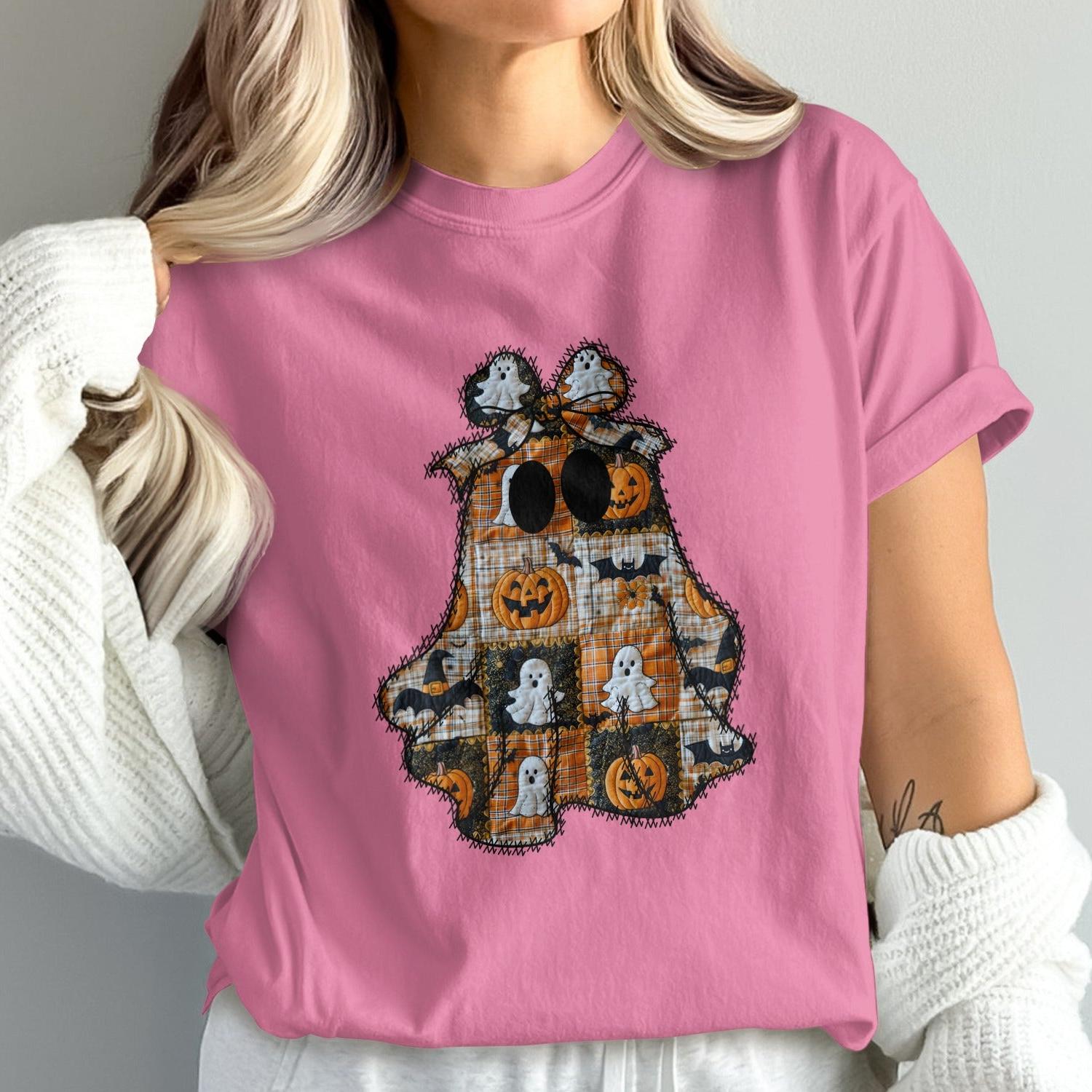 Pink Halloween Ghosts Pumpkins Pattern Shirt product