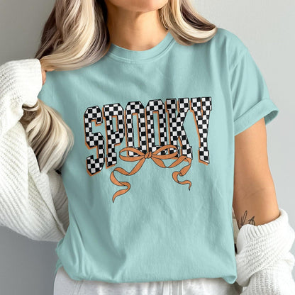 Spooky Bold Checkered Eyes Graphic Tee Shirt product