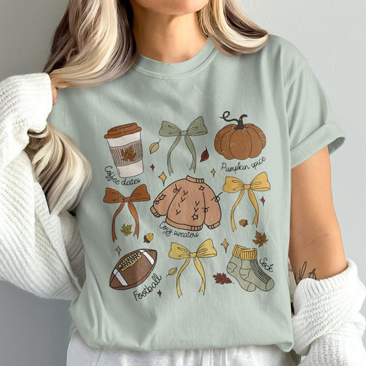Cozy Autumn Themes Graphic Tee with Stylish Product type
