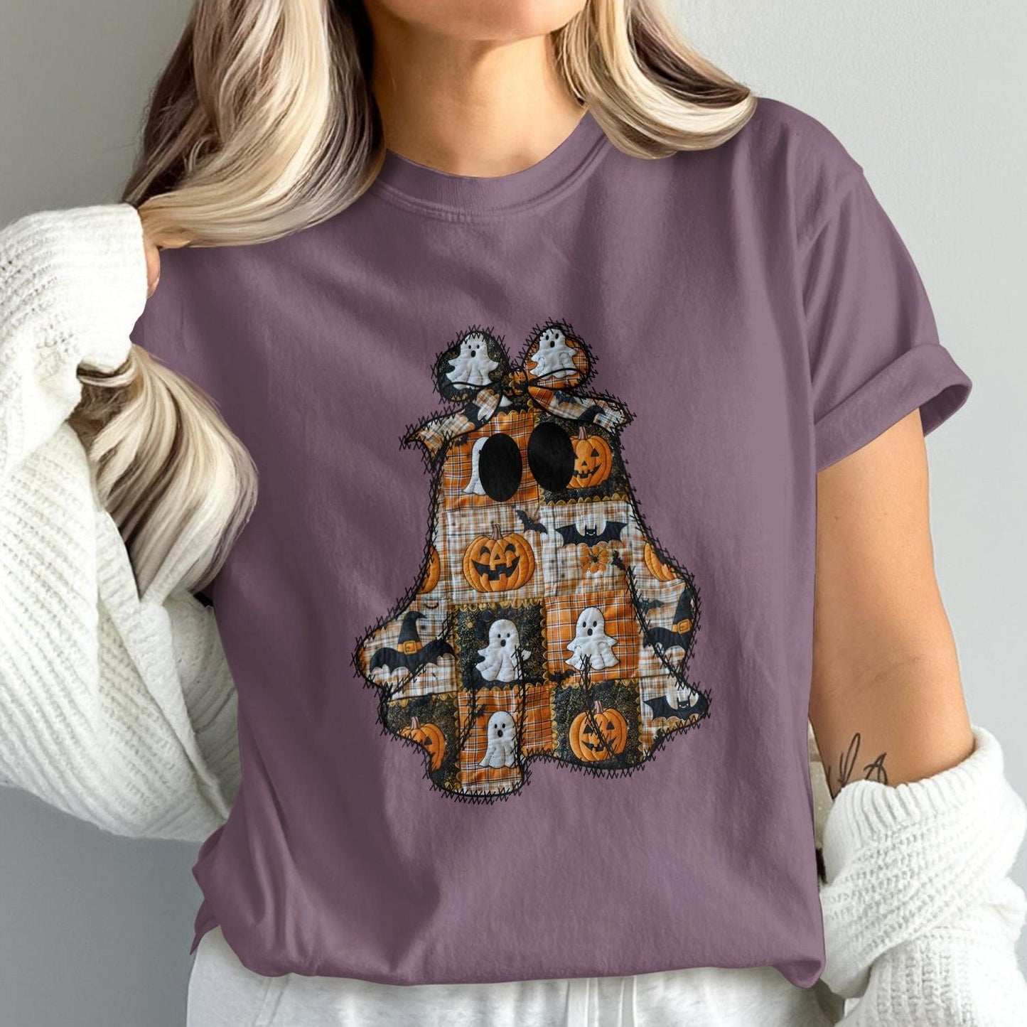 Spooky Halloween Ghost and Pumpkin Graphic Shirt product