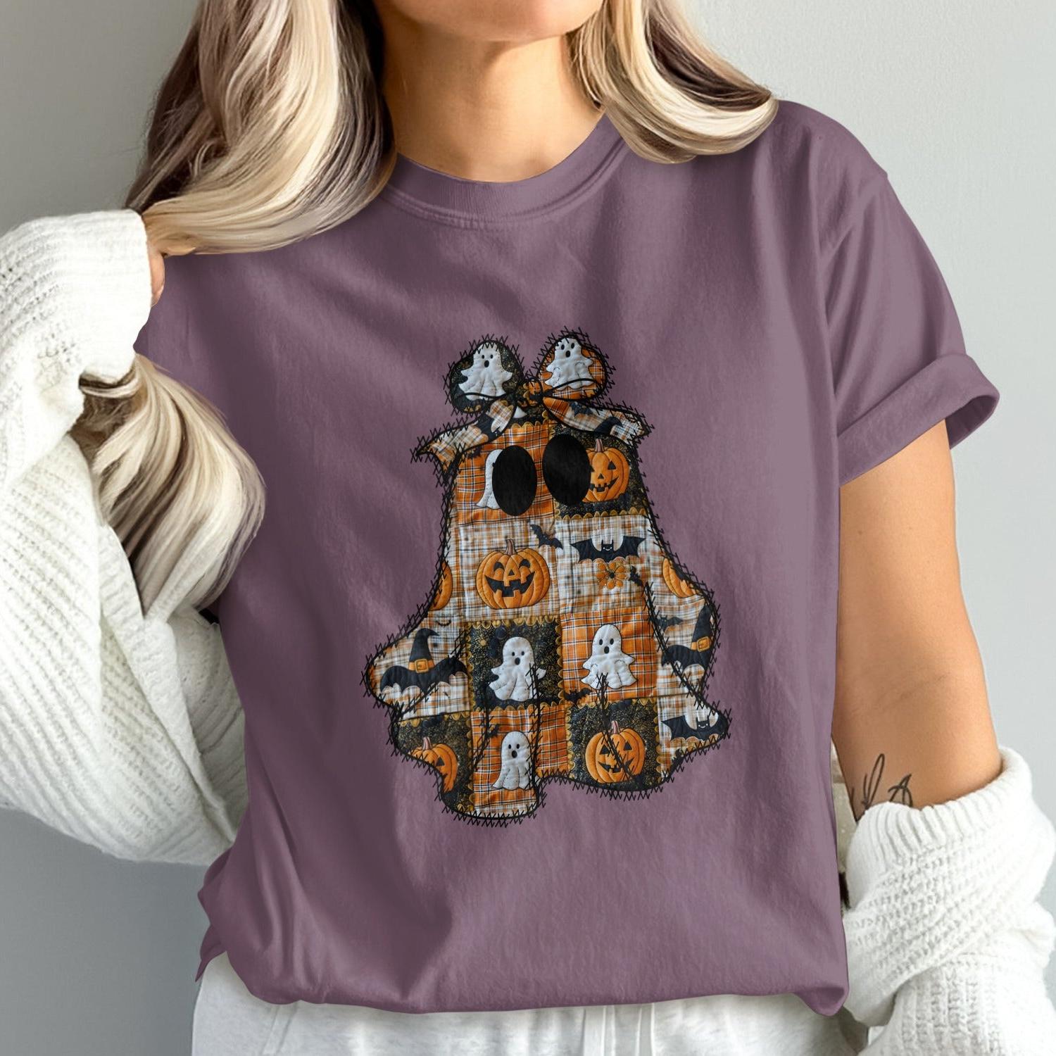 Spooky Halloween Ghost and Pumpkin Graphic Shirt product