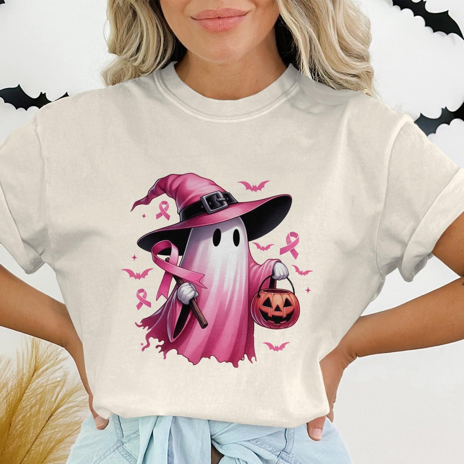 Pink Ribbon Ghost Witch Halloween T-Shirt product