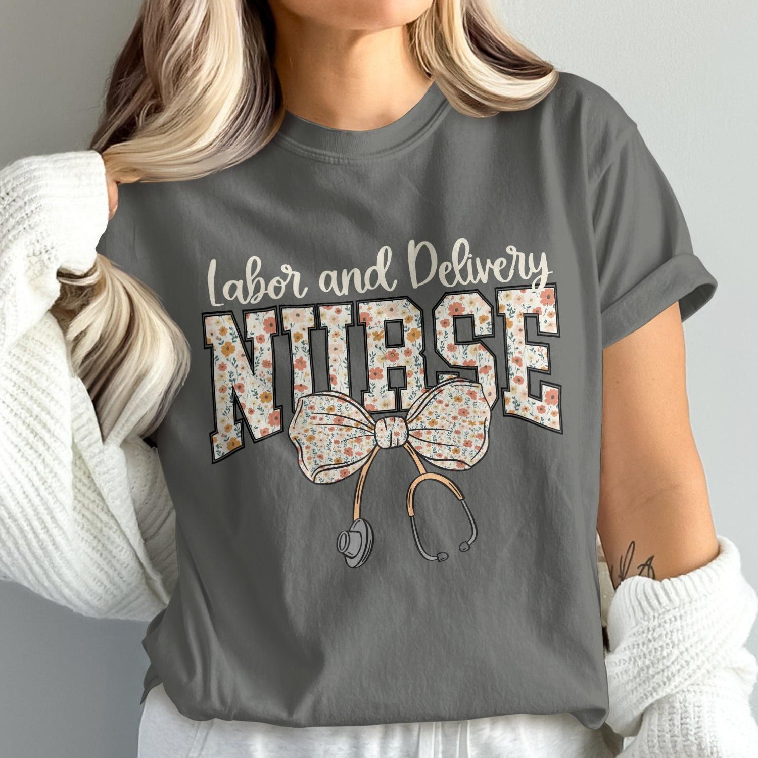 Labor and Delivery Nurse with Bow Themed T-Shirt product