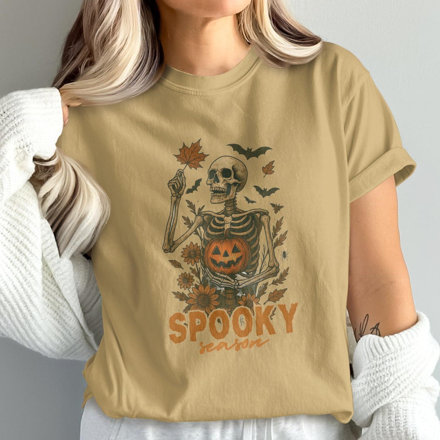 Spooky Season Skeleton Holding Leaf Halloween Shirt product type