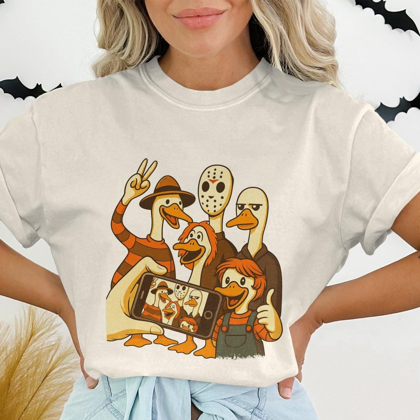 Retro Cartoon Ducks Selfie Graphic Tee product
