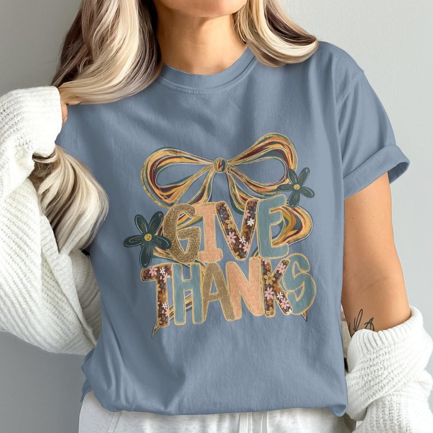 Give Thanks Themed Graphic T-Shirt product type