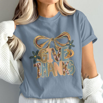 Give Thanks Themed Graphic T-Shirt product type